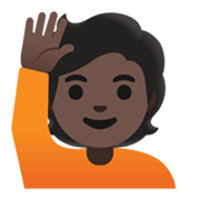 🙋🏿 Emoji Person mit erhobenem Arm: dunkle Hautfarbe Google Android 11.0 December 2020 Feature Drop.