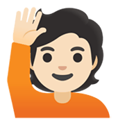 Emoji 🙋🏻 Persona Con Mano Alzata: Carnagione Chiara su Google Android 11.0 December 2020 Feature Drop.