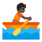🚣🏿 Emoji Persona Remando En Un Bote: Tono De Piel Oscuro en Google Android 11.0 December 2020 Feature Drop.