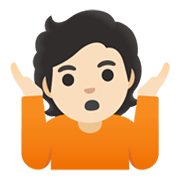 Emoji 🤷🏻 Persona Che Scrolla Le Spalle: Carnagione Chiara su Google Android 11.0 December 2020 Feature Drop.