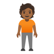 🧍🏾 Emoji stehende Person: mitteldunkle Hautfarbe Google Android 11.0 December 2020 Feature Drop.