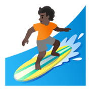 Emoji 🏄🏿 Persona Che Fa Surf: Carnagione Scura su Google Android 11.0 December 2020 Feature Drop.