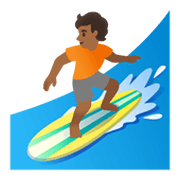 Emoji 🏄🏾 Persona Che Fa Surf: Carnagione Abbastanza Scura su Google Android 11.0 December 2020 Feature Drop.