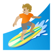 Émoji 🏄🏼 Personne Faisant Du Surf : Peau Moyennement Claire sur Google Android 11.0 December 2020 Feature Drop.