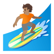 Émoji 🏄🏽 Personne Faisant Du Surf : Peau Légèrement Mate sur Google Android 11.0 December 2020 Feature Drop.
