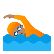 🏊🏽 Emoji Pessoa Nadando: Pele Morena na Google Android 11.0 December 2020 Feature Drop.