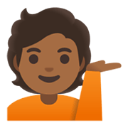Emoji 💁🏾 Persona Al Punto Informazioni: Carnagione Abbastanza Scura su Google Android 11.0 December 2020 Feature Drop.