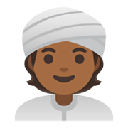 👳🏾 Emoji Persona Con Turbante: Tono De Piel Oscuro Medio en Google Android 11.0 December 2020 Feature Drop.