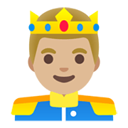 Émoji 🤴🏼 Prince : Peau Moyennement Claire sur Google Android 11.0 December 2020 Feature Drop.
