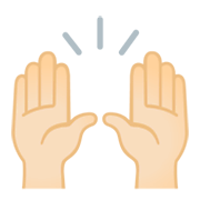 🙌🏻 Emoji zwei erhobene Handflächen: helle Hautfarbe Google Android 11.0 December 2020 Feature Drop.