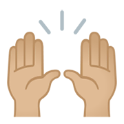 Émoji 🙌🏼 Mains Levées : Peau Moyennement Claire sur Google Android 11.0 December 2020 Feature Drop.
