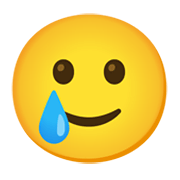 Emoji 🥲 Faccina Sorridente Con Lacrima su Google Android 11.0 December 2020 Feature Drop.