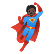 Émoji 🦸🏿 Super-héros : Peau Foncée sur Google Android 11.0 December 2020 Feature Drop.