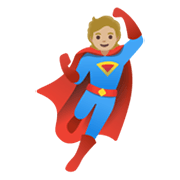 Emoji 🦸🏼 Supereroe: Carnagione Abbastanza Chiara su Google Android 11.0 December 2020 Feature Drop.