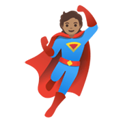 Émoji 🦸🏽 Super-héros : Peau Légèrement Mate sur Google Android 11.0 December 2020 Feature Drop.