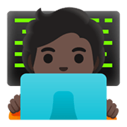 Emoji 🧑🏿‍💻 Persona Esperta Di Tecnologia: Carnagione Scura su Google Android 11.0 December 2020 Feature Drop.