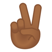 ✌🏾 Emoji Mano Con Señal De Victoria: Tono De Piel Oscuro Medio en Google Android 11.0 December 2020 Feature Drop.