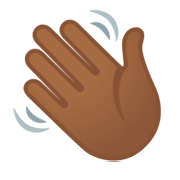 👋🏾 Emoji Mão Acenando: Pele Morena Escura na Google Android 11.0 December 2020 Feature Drop.