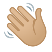 👋🏼 Emoji winkende Hand: mittelhelle Hautfarbe Google Android 11.0 December 2020 Feature Drop.