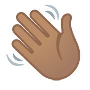 Emoji 👋🏽 Mano Che Saluta: Carnagione Olivastra su Google Android 11.0 December 2020 Feature Drop.
