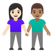 👩🏻‍🤝‍👨🏽 Emoji Mann und Frau halten Hände: helle Hautfarbe, mittlere Hautfarbe Google Android 11.0 December 2020 Feature Drop.