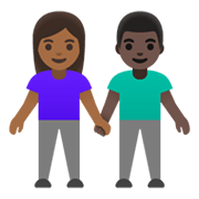 Emoji 👩🏾‍🤝‍👨🏿 Uomo E Donna Che Si Tengono Per Mano: Carnagione Abbastanza Scura E Carnagione Scura su Google Android 11.0 December 2020 Feature Drop.