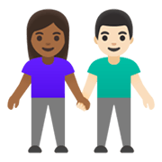 👩🏾‍🤝‍👨🏻 Emoji Mann und Frau halten Hände: mitteldunkle Hautfarbe, helle Hautfarbe Google Android 11.0 December 2020 Feature Drop.