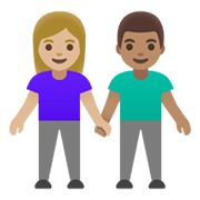 Émoji 👩🏼‍🤝‍👨🏽 Femme Et Homme Se Tenant La Main : Peau Moyennement Claire Et Peau Légèrement Mate sur Google Android 11.0 December 2020 Feature Drop.
