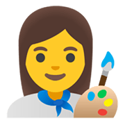 Emoji 👩‍🎨 Artista Donna su Google Android 11.0 December 2020 Feature Drop.