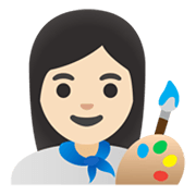 👩🏻‍🎨 Emoji Künstlerin: helle Hautfarbe Google Android 11.0 December 2020 Feature Drop.