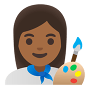 Emoji 👩🏾‍🎨 Artista Donna: Carnagione Abbastanza Scura su Google Android 11.0 December 2020 Feature Drop.