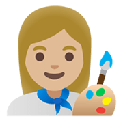Emoji 👩🏼‍🎨 Artista Donna: Carnagione Abbastanza Chiara su Google Android 11.0 December 2020 Feature Drop.