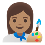 Émoji 👩🏽‍🎨 Artiste Femme : Peau Légèrement Mate sur Google Android 11.0 December 2020 Feature Drop.
