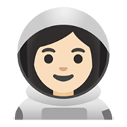 👩🏻‍🚀 Emoji Astronautin: helle Hautfarbe Google Android 11.0 December 2020 Feature Drop.
