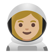 Émoji 👩🏼‍🚀 Astronaute Femme : Peau Moyennement Claire sur Google Android 11.0 December 2020 Feature Drop.