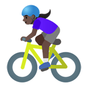 Emoji 🚴🏿‍♀️ Ciclista Donna: Carnagione Scura su Google Android 11.0 December 2020 Feature Drop.