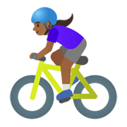 🚴🏾‍♀️ Emoji Mulher Ciclista: Pele Morena Escura na Google Android 11.0 December 2020 Feature Drop.