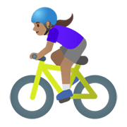 🚴🏽‍♀️ Emoji Mujer En Bicicleta: Tono De Piel Medio en Google Android 11.0 December 2020 Feature Drop.