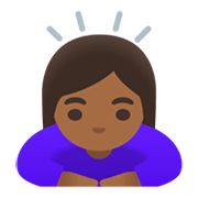 🙇🏾‍♀️ Emoji Mujer Haciendo Una Reverencia: Tono De Piel Oscuro Medio en Google Android 11.0 December 2020 Feature Drop.