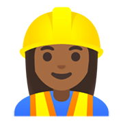 👷🏾‍♀️ Emoji Pedreira: Pele Morena Escura na Google Android 11.0 December 2020 Feature Drop.