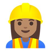 Emoji 👷🏽‍♀️ Operaia Edile: Carnagione Olivastra su Google Android 11.0 December 2020 Feature Drop.
