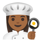 Emoji 👩🏾‍🍳 Cuoca: Carnagione Abbastanza Scura su Google Android 11.0 December 2020 Feature Drop.