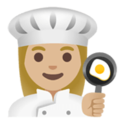 Emoji 👩🏼‍🍳 Cuoca: Carnagione Abbastanza Chiara su Google Android 11.0 December 2020 Feature Drop.