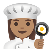 Émoji 👩🏽‍🍳 Cuisinière : Peau Légèrement Mate sur Google Android 11.0 December 2020 Feature Drop.