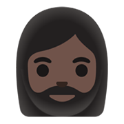 🧔🏿‍♀️ Emoji Mujer Con Barba Tono De Piel Oscuro en Google Android 11.0 December 2020 Feature Drop.