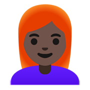 👩🏿‍🦰 Emoji Mulher: Pele Escura E Cabelo Vermelho na Google Android 11.0 December 2020 Feature Drop.