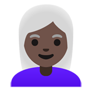 Émoji 👩🏿‍🦳 Femme : Peau Foncée Et Cheveux Blancs sur Google Android 11.0 December 2020 Feature Drop.