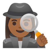 Emoji 🕵🏾‍♀️ Investigatrice: Carnagione Abbastanza Scura su Google Android 11.0 December 2020 Feature Drop.