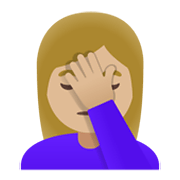 🤦🏼‍♀️ Emoji Mulher Decepcionada: Pele Morena Clara na Google Android 11.0 December 2020 Feature Drop.