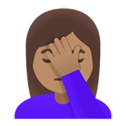 🤦🏽‍♀️ Emoji Mulher Decepcionada: Pele Morena na Google Android 11.0 December 2020 Feature Drop.